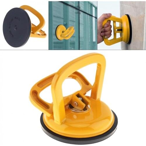 TL-F2 Yellow Aluminium Alloy Single Claw Sucker Vacuum Suction Cup with Rubber Suction Pad and 2 Clip Handles