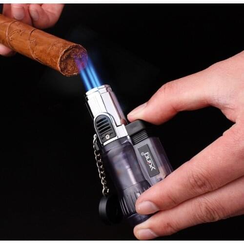 Three Nozzles Fire Torch Turbo Lighter Spray Gun Jet Butane Pipe Lighter Gas Cigarette 1300 C Fire Windproof Cigar Lighter