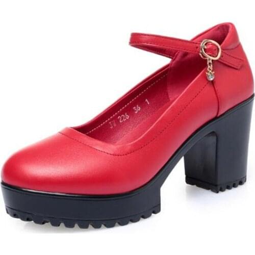 ZXRYXGS Top Cowhide Platform Non-slip Women High Heel Shoes Catwalk Work Fashion Shoes Leather Shoes High Heel 6 / 8 / 10 Cm