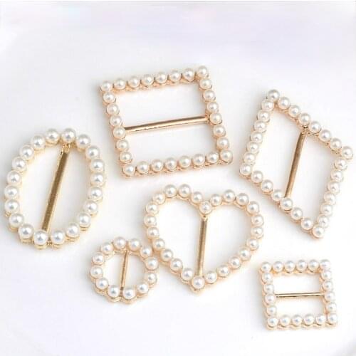 10pcs Gold Pearl DIY accessories decoration buckle for wedding invitation card for ribbon slider