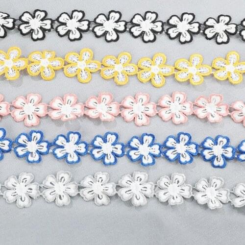 3 yards Embroidery Plum Blossom Flower Lace Trim Ribbon Diy Craft Clothing Sewing Decoration Materials