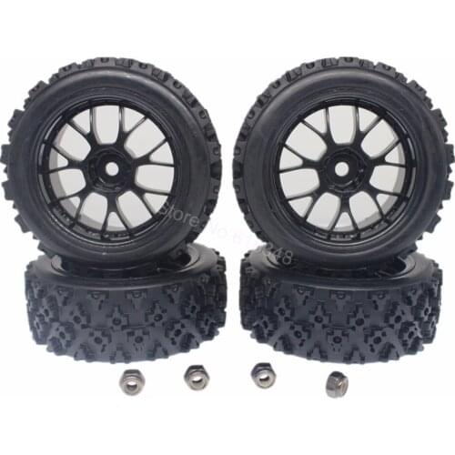 4pcs 1.02'' Tires Wheel Rims Set Y Shaped foam inserts 12mm Hex Hub For RC 1/10 Rally Racing Car