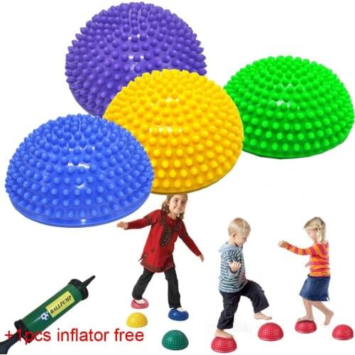 4pcs/lot 16cm Children Hemisphere Stepping Stones Spiky Massage balance Ball yoga half ball Sensory Integration w ball pump free