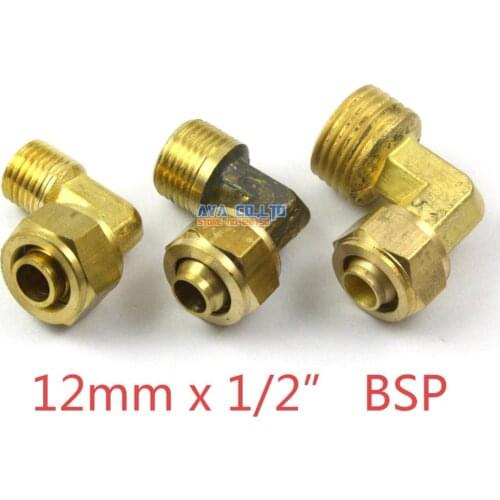 5 Pieces 12mm x 1/2" BSP Brass Elbow Pneumatic Pipe Hose Quick Coupler Connector Coupling Fitting