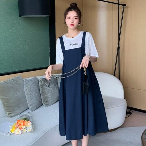 56019# Maternity Dress Summer Short Sleeves Easy Matching Loose Stylish Dress Pregnant Women Suit