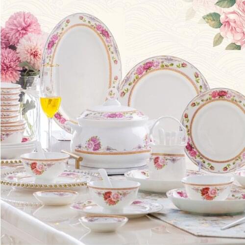 60 Heads Bone china tableware ceramics Dinner Dish Rice Salad Noodles Bowl taste dish rice посуда керамика Dinnerware Set