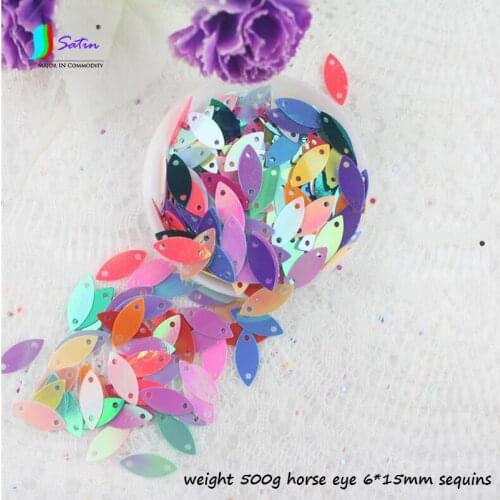 Handmade Diy High-end Wedding Dress Accessories 6*15mm Oval Weight 500g Colorful Flat Horse Eye 6*15mm Sequin S0340L