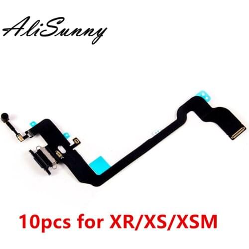 AliSunny 10pcs Charging Port Flex Cable for iPhone XR XS XSM USB Dock Connector Charger Microphone Repair parts