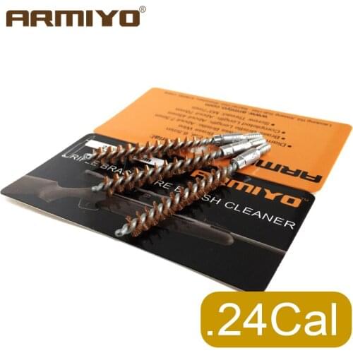 Armiyo .243Cal 6mm Rifle Barrel Cleaner Hunting Shooting Gun Cleaning Bronze Brush Screw Thread Size 8-32