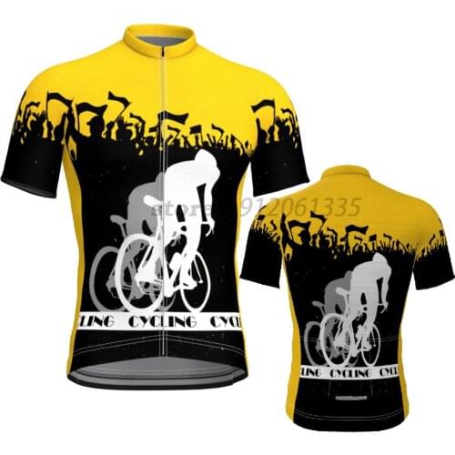 Black Mens Short Sleeve Cycling Jersey Yellow Bicycle Clothes Black Summer Cycling Top Bike Top MTB Road Wear