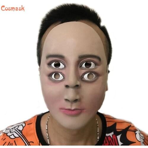 Cosmask Halloween 4-Eye Grimace Latex Mask Horror Mask For Adult 4 Eyes 2 Noses Design Full Face Party Spoof Prop