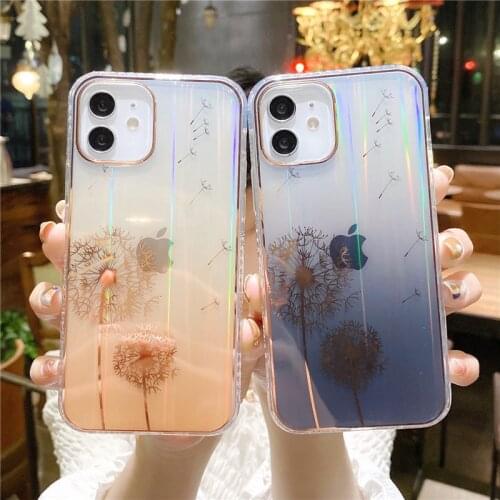 Laser Gradient Colorful Phone Case On For iPhone 12 11 Pro Max Mini X XR XS Max 8 7 Plus SE 2020 Transparent Soft Silicone Cover
