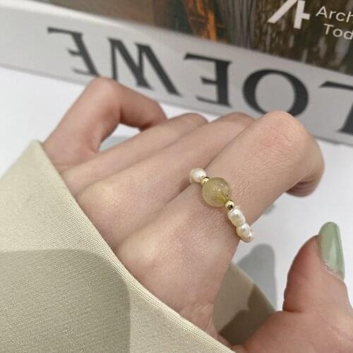 Momiji Handmake Freshwater Pearls Rings for the Women Fashion Adjustable Natural Stone Charm luxury Jewelry Peal Crystal Ring