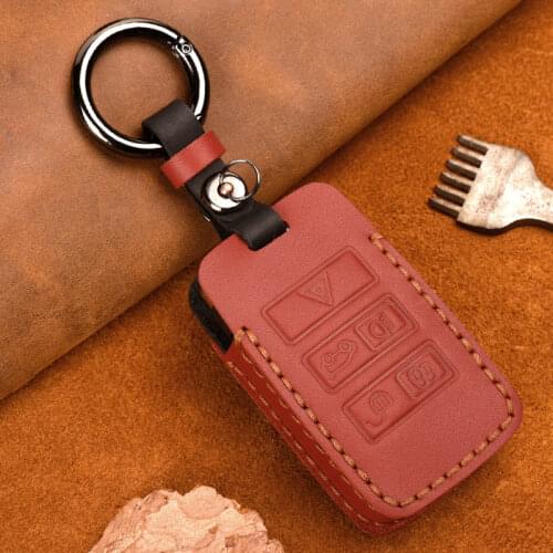 Leather Car Remote Key Cover Case fob For Land Rover Range Rover Sport Velar Discovery 5 Evoque For Jaguar E-Pace