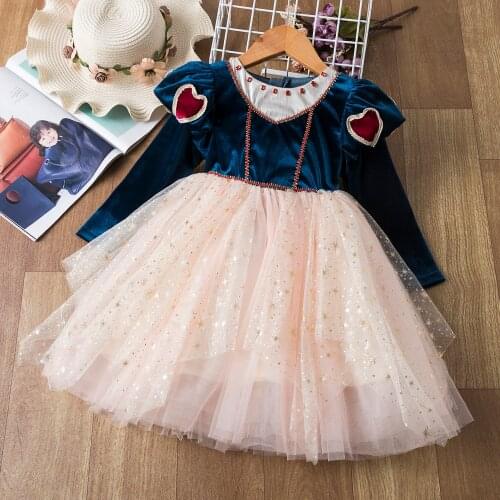 Girls Princess Lace Dresses Children Long Sleeve Autumn Winter Clothes Girls Merry Christmas Vestidos Kids Birthday Party Dress