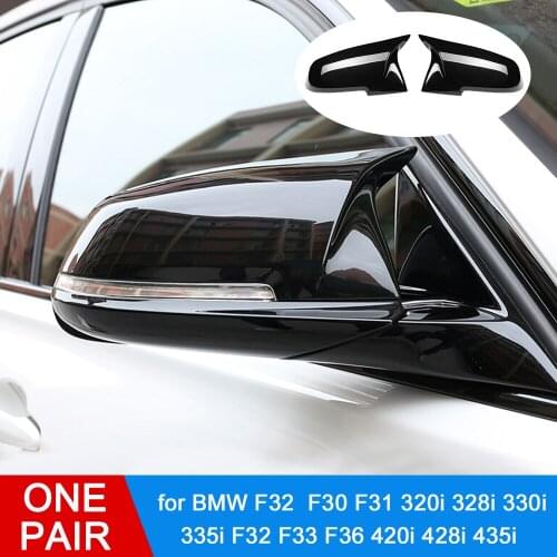 Rearview Mirror Shells Side Wing Mirror Cover Cap Bright Black Pair Fit For BMW F32 F30 F31 F33 F36