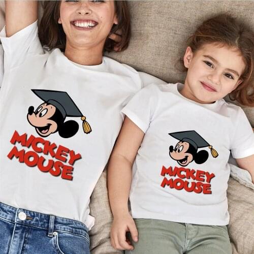 Summer Family Matching Short T Shirt Mommy And Daughter Look Print Mickey Dr. Disney Mama Boys Clothes Fashion T Shirt Dropship