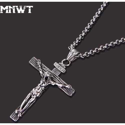 MNWT Fashion Gold Stainless Steel Pendant Necklaces Men Bible Prayer Cross Pendant Man Necklace Friend Gifts Jewelry