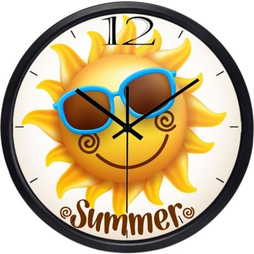 Sun Flower Smile Face Warm Wall Clock, Slient Shop Clock for Family Living room Bedroom for All mumber