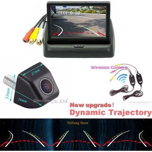Latest Wireless Auto Dynamic trajectory camera Car Rear view Camera with Foldable Monitor TFT LED Screen 800*480 Parking sensors