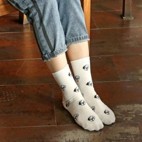 Newest 1 Pair Cute Cartoon Women Socks Dog Pattern Casual Breathable Stretchy Sock