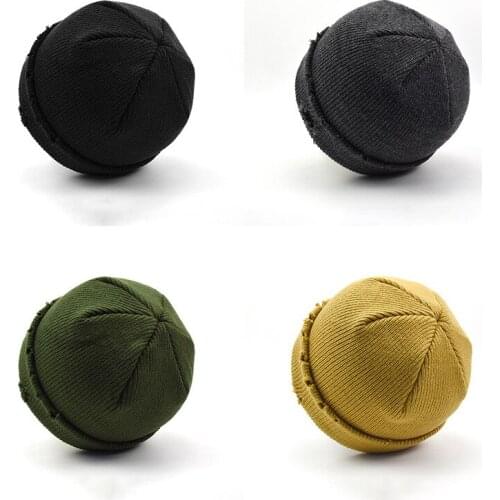 New Winter Hat Men Solid Color Knitting Wool Beanies Autumn Winter Warm Comfortable Hat Outdoor Accessories Thick Cotton Hats