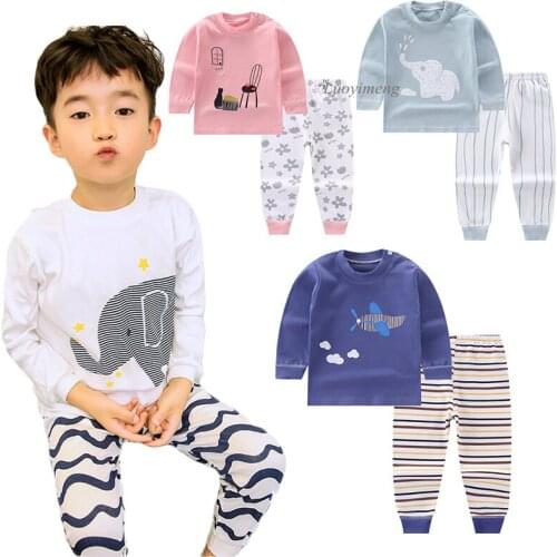 Autumn Infant Baby Pajamas Childrens Pajamas For Girls Boys Clothes Suit Cotton Long-sleeve Pyjamas Kids Sleepwear Pijimas Sets