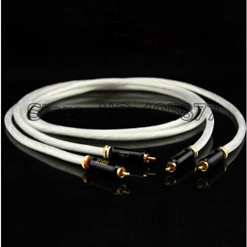 Pair Hifi audio Pure Silver Plated RCA Audio Cable 1M RCA Interconnect Audio Cable