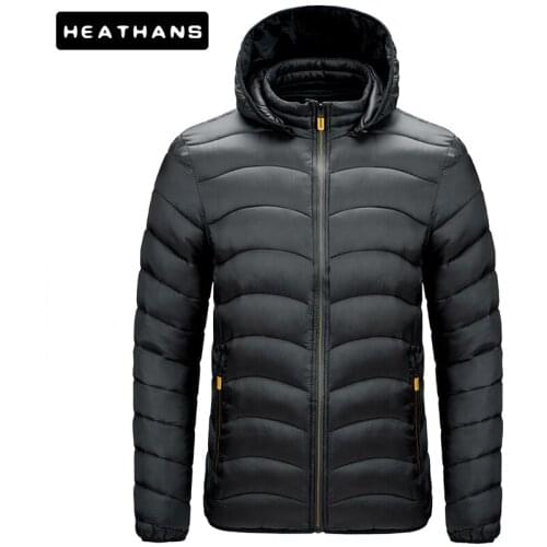 Winter Parkas Mens Thicken Warm Cotton Clothing For Male Casual Solid Color Jacket Young Men Zipper Striped Hooded Parkas Jacket