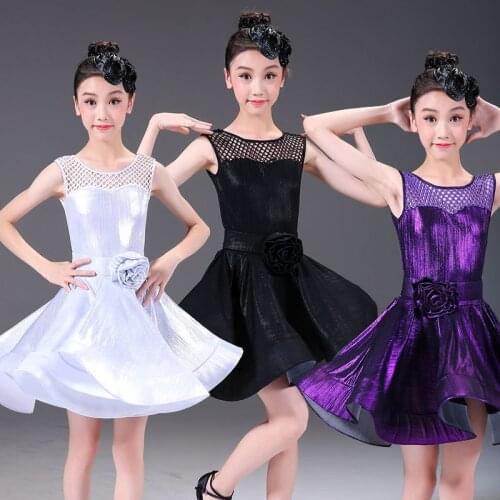 Svitania Latin Dance Dress Girls Kids Spandex Sleeveless Samba ChaCha Salsa Dresses Stage Dancewear S-3XL