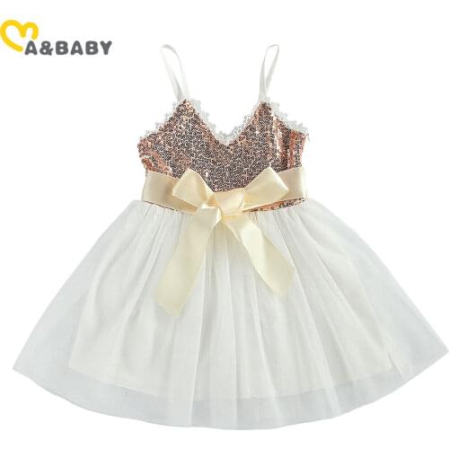 Ma&Baby 6M-6Y Princess Toddler Kid Girls Tutu Dress Sequins Bow Sleeveless Tulle Party Wedding Birthday Dresses For Girl Child