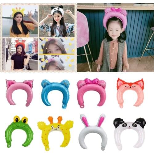 10pcs cute animal tiara headband balloon frog panda fox prince princess balloons birthday party decorations baby shower globos