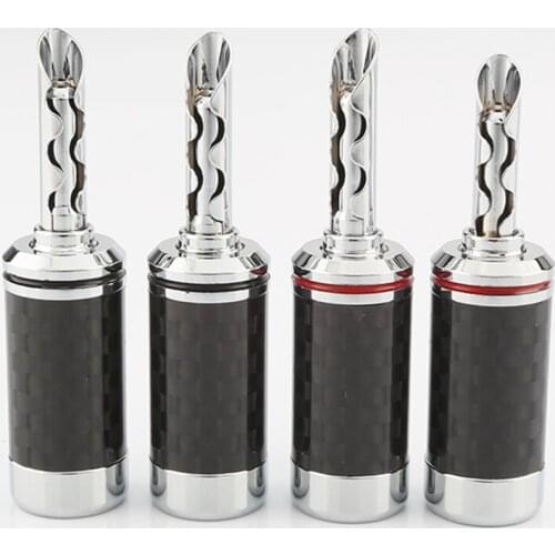 2pcs HI-END Carbon Fiber Copper Rhodium Plated BFA Banana Plug/Jack Speaker Amplifier Banana Connectors