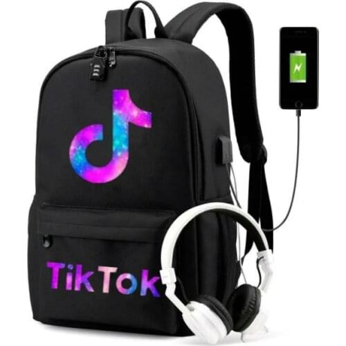 Tik Tok Backpack Teenagers Students School Bags USB Charge Schoolbag Tik Tok Laptop Mochilas For Teenager Boys Girls School Bag