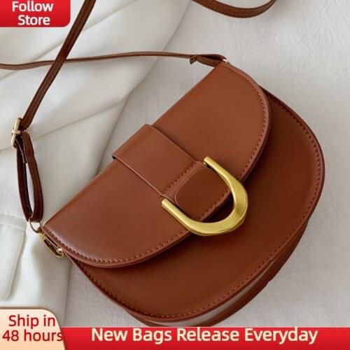 Fashion Saddle Bags For Women 2021 PU Leather Crossbody Bag Brand Designer Mini Shoulder Bags Solid Simple Female Handbags Purse
