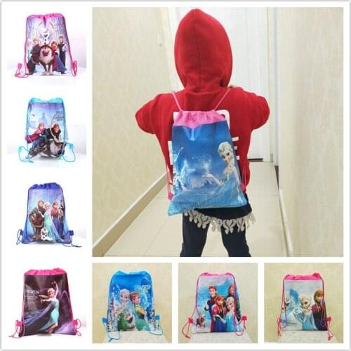 Disney cartoon frozen students children kindergarten non-woven fabric drawstring pocket tote bag childrens Christmas gift toys