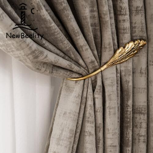 Light Luxury Gray Flannel Blackout Curtains for Bedroom Living Room Curtains Luxury Home Decor Solid Color Curtains