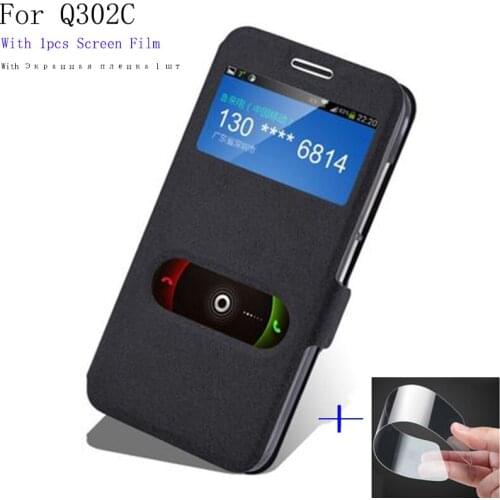 Smart View window PU leather case For ZTE Q302C cover shell For ZTE Q 302C phone cases For ZTE Q302 C flip case back cover