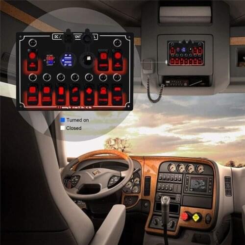 Universal LED Waterproof Cigaratte Lighter 12V 10 Gang Rocker Red Blue Switch Panel Circuit Breaker Car Marine Boat#290664