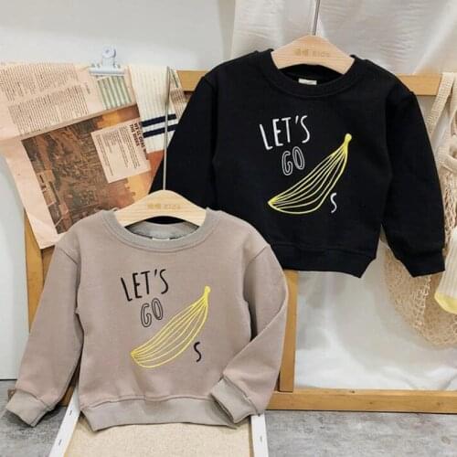Spring Autumn Baby Girls Boys T-shirt Children Childrens Loose Kids Baby Girls Boys Long Sleeve Banana Printing T-shirt