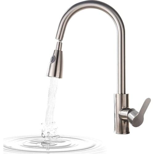 Kitchen Sink Faucet Pull Out Bathroom Basin Sink Faucets with 2 Spray Modes High Arc Sprayer 360 Degree Swivel Water Tap