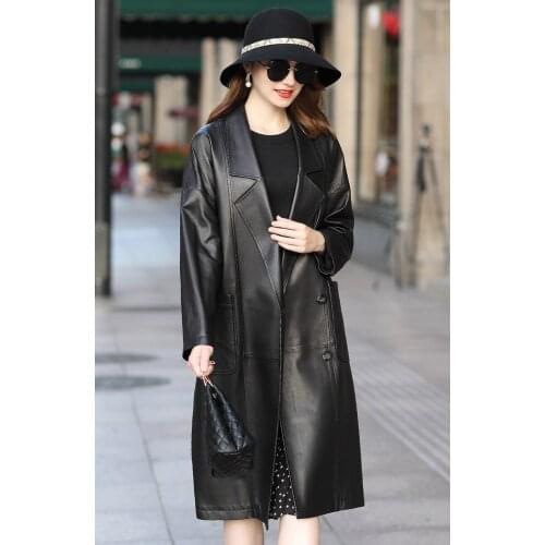 2020 Genuine Leather Jacket Autumn Jacket Women Sheepskin Coat Female Streetwear Long Windbreaker Chaqueta Mujer 9D0027