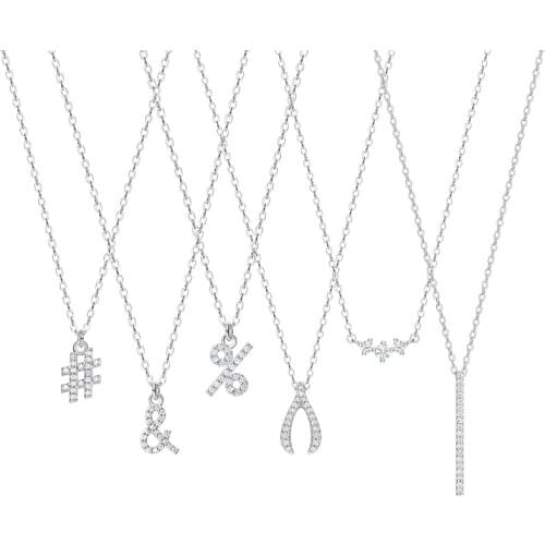 SLJELY Fashion Real 925 Sterling Silver Wishing Bone Lucky Symbol Spark Pendant Necklace Clavicle Chain Women Girls Fine Jewelry