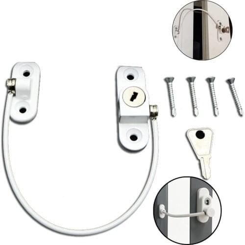 Window Security Chain Lock Window Cable Lock Restrictor Multifunctional Window Lock Door Security Guard for Baby Safety 1Pcs