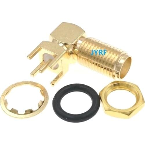 10pc Long Screws PCB mount SMA Female Jack Right Angle Gold Plated Coaxial RF Connector Adapter
