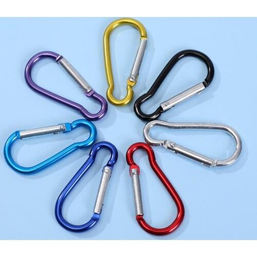 10pcs Carabiner Keychain Outdoor Camping Climbing Hiking D-ring Snap Clip Lock Buckle Hooks Sports Fishing Buckle Pendant Tools