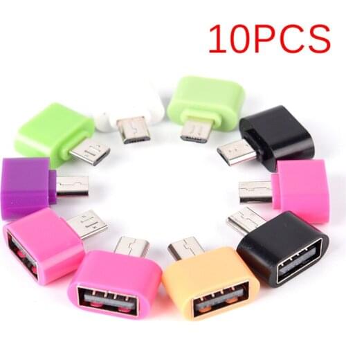 10pcs/lot Standard Micro USB To USB OTG Mini Adapter Converter Connector For Android Cell Phones Black Dropshipping
