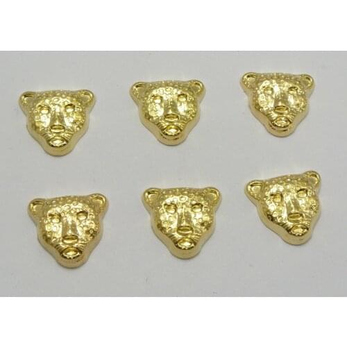 100 Gold Tone Metallic Acrylic Flatback Leopard Head 12mm No Hole Cell Phone Deco