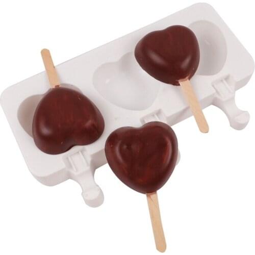 3 even - Love Valentines Day chocolate ice cream silicone mold DIY Homemade Ice Pop Mould Kitchen chocolate baking tools