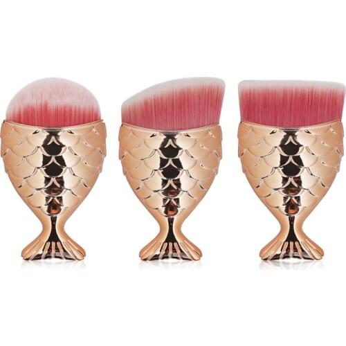 3Pcs/Set Foundation Blending Makeup Brush Set Highlight Contour Powder Cosmetic Fish Scale Make Up Brushes Beauty Tool